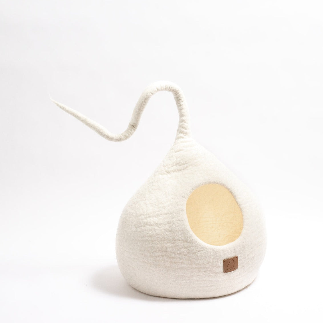 Felted Wool Cat Cave with Tail, Snow White, photo 6