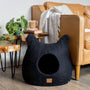 Felted Wool Cat Cave with Ears, Night Black, photo 4