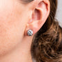 Aretes de botón de clip con zirconia cúbica redonda en latón bañado en rodio, foto 2