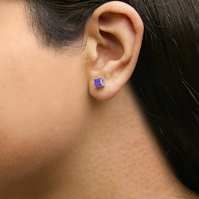 5x5mm Princess-Cut Gemstone Solitaire Stud Earrings in 14K Gold, photo 30
