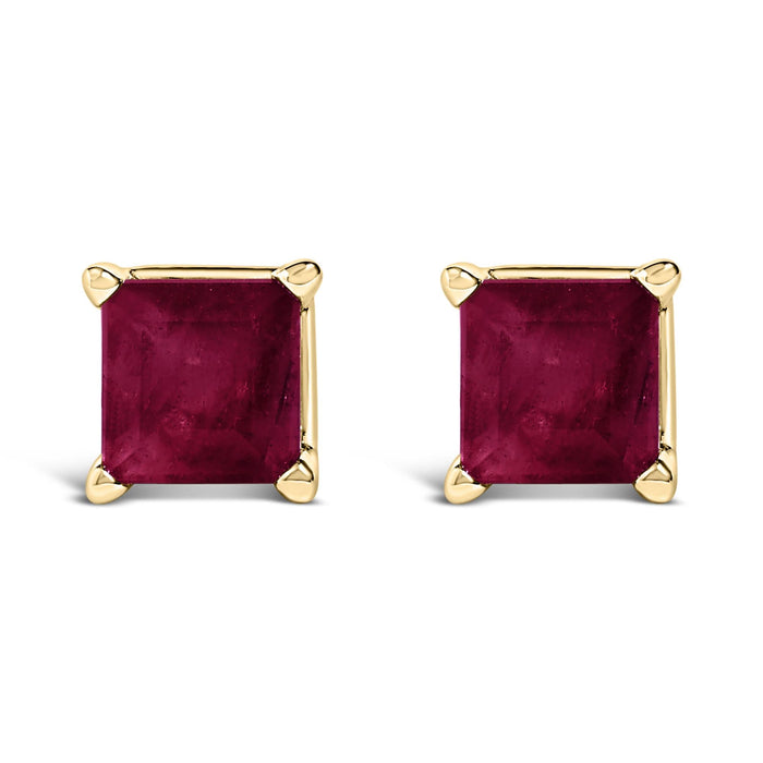 5x5mm Princess-Cut Gemstone Solitaire Stud Earrings in 14K Gold, photo 2
