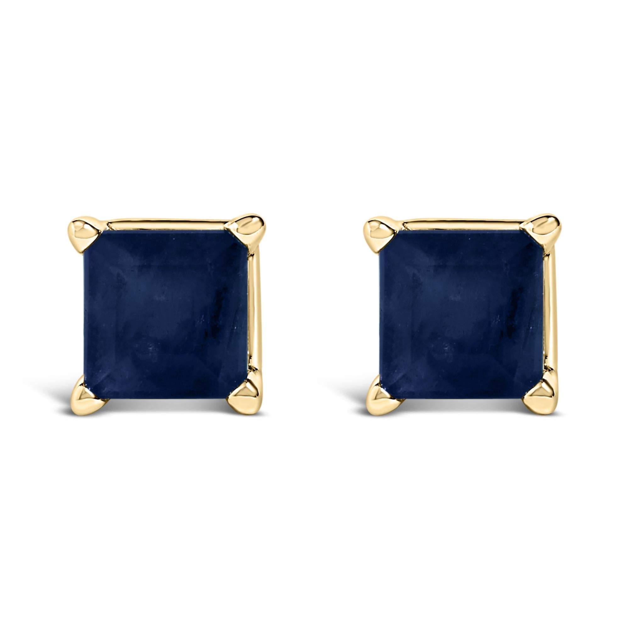 5x5mm Princess-Cut Gemstone Solitaire Stud Earrings in 14K Gold, photo 1
