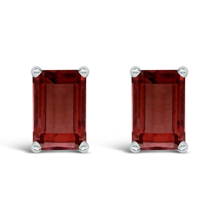 Aretes de botón solitarios con gema talla esmeralda de 6x4mm en oro de 14K, foto 8