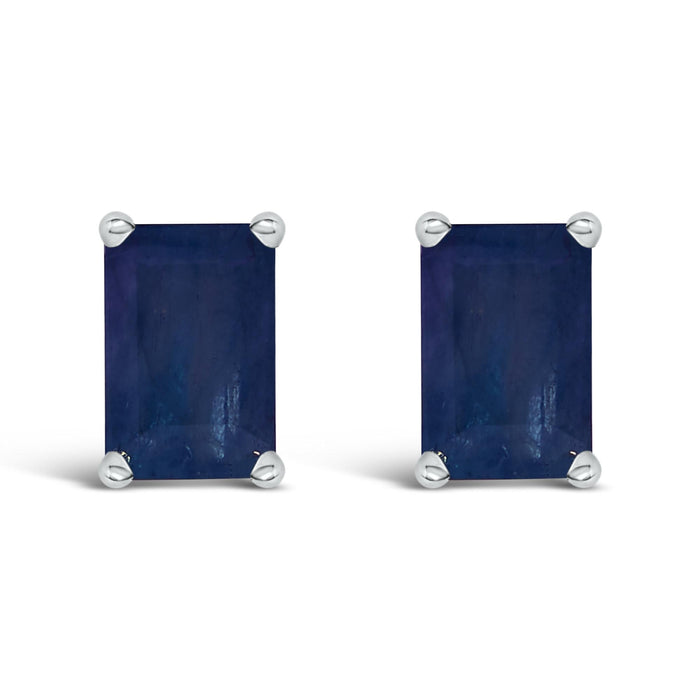 Aretes de botón solitarios con gema talla esmeralda de 6x4mm en oro de 14K, foto 6