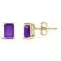 Aretes de botón solitarios con gema talla esmeralda de 6x4mm en oro de 14K, foto 25