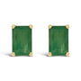 Aretes de botón solitarios con gema talla esmeralda de 6x4mm en oro de 14K, foto 4