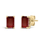Aretes de botón solitarios con gema talla esmeralda de 6x4mm en oro de 14K, foto 13