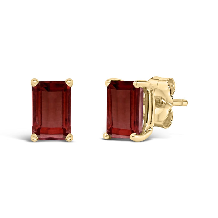 Aretes de botón solitarios con gema talla esmeralda de 6x4mm en oro de 14K, foto 13