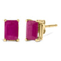 Aretes de botón solitarios con gema talla esmeralda de 6x4mm en oro de 14K, foto 12