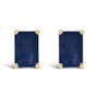 Aretes de botón solitarios con gema talla esmeralda de 6x4mm en oro de 14K, foto 1