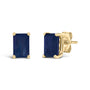 Aretes de botón solitarios con gema talla esmeralda de 6x4mm en oro de 14K, foto 11