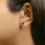 Aretes de botón solitarios con gema talla corazón de 5mm en oro de 14K, foto 30