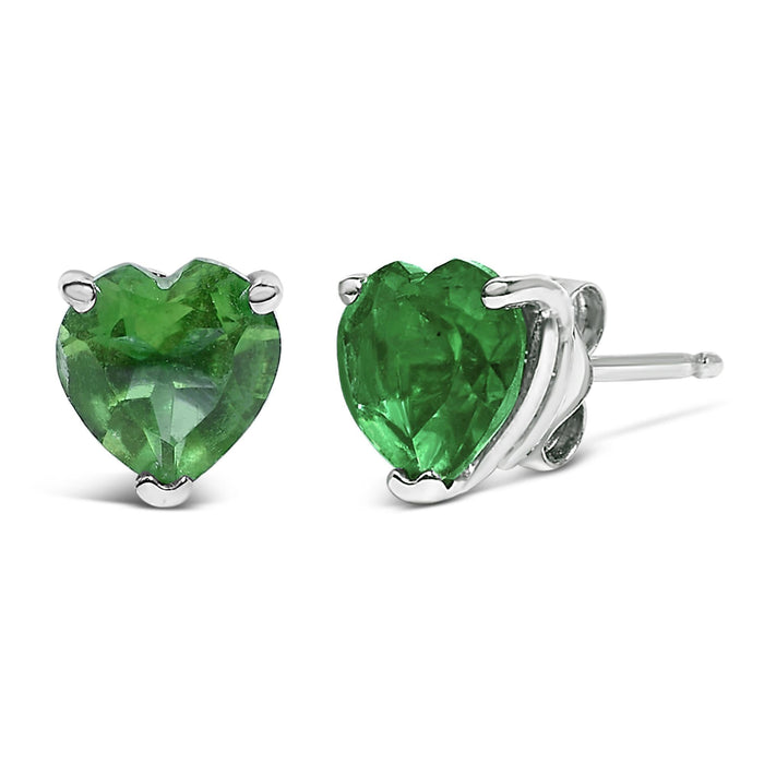 Aretes de botón solitarios con gema talla corazón de 5mm en oro de 14K, foto 19