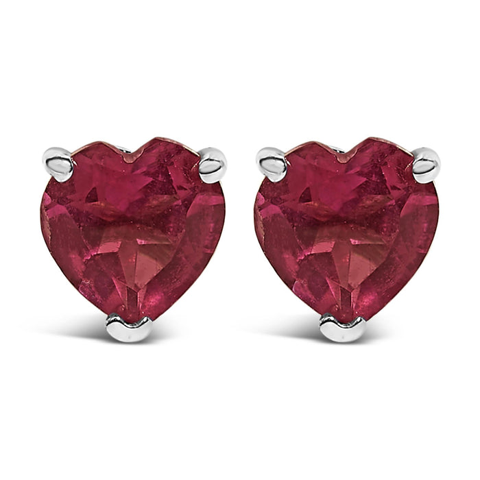 Aretes de botón solitarios con gema talla corazón de 5mm en oro de 14K, foto 7