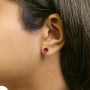 Aretes de botón solitarios con gema talla corazón de 5mm en oro de 14K, foto 27