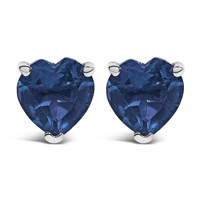 Aretes de botón solitarios con gema talla corazón de 5mm en oro de 14K, foto 6