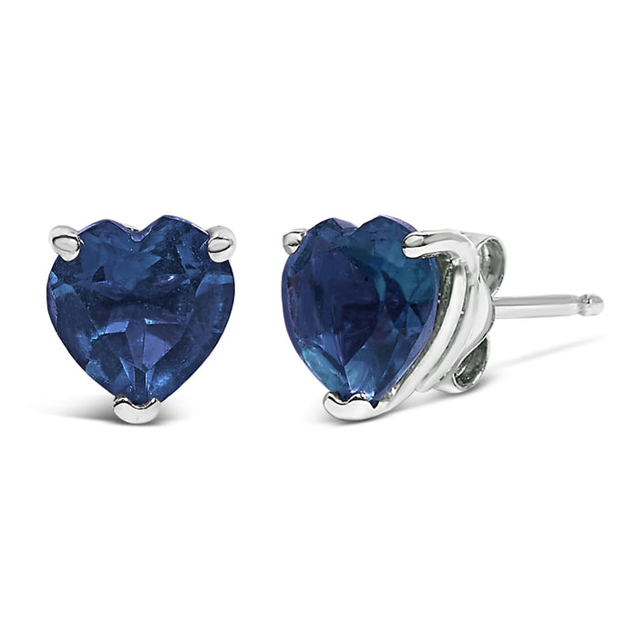 Aretes de botón solitarios con gema talla corazón de 5mm en oro de 14K, foto 16