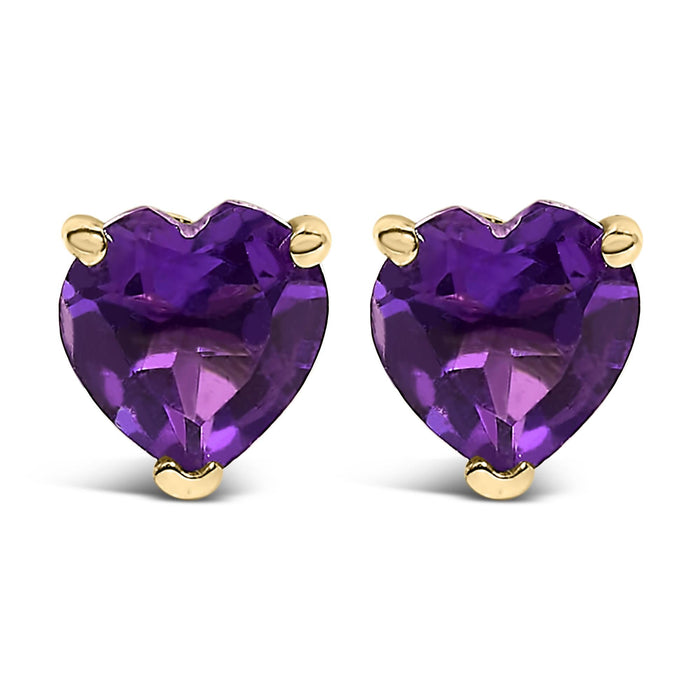 Aretes de botón solitarios con gema talla corazón de 5mm en oro de 14K, foto 5
