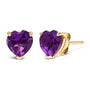 Aretes de botón solitarios con gema talla corazón de 5mm en oro de 14K, foto 15