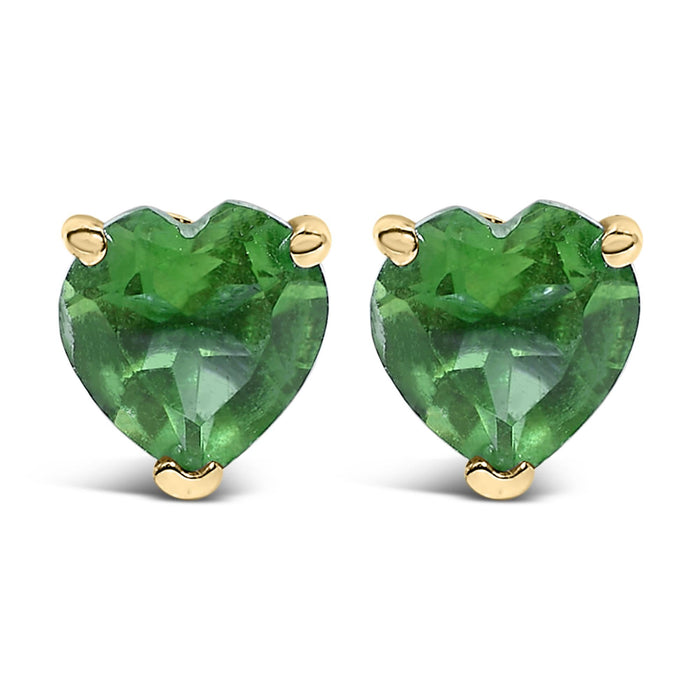 Aretes de botón solitarios con gema talla corazón de 5mm en oro de 14K, foto 4