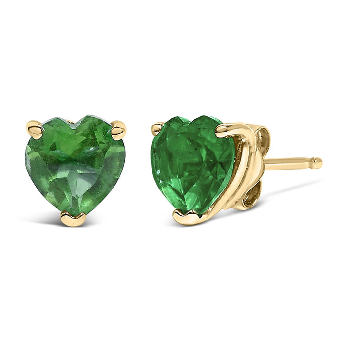 Aretes de botón solitarios con gema talla corazón de 5mm en oro de 14K, foto 14