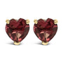 Aretes de botón solitarios con gema talla corazón de 5mm en oro de 14K, foto 3