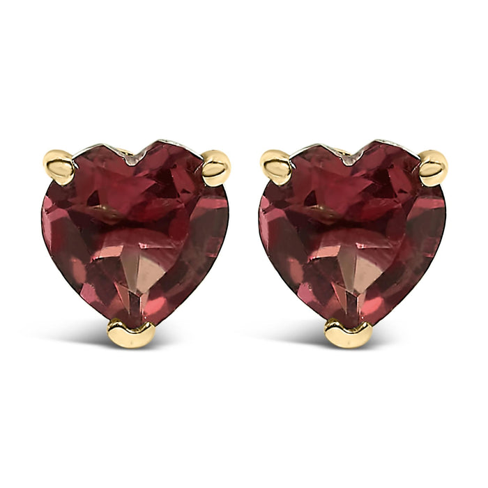 Aretes de botón solitarios con gema talla corazón de 5mm en oro de 14K, foto 3