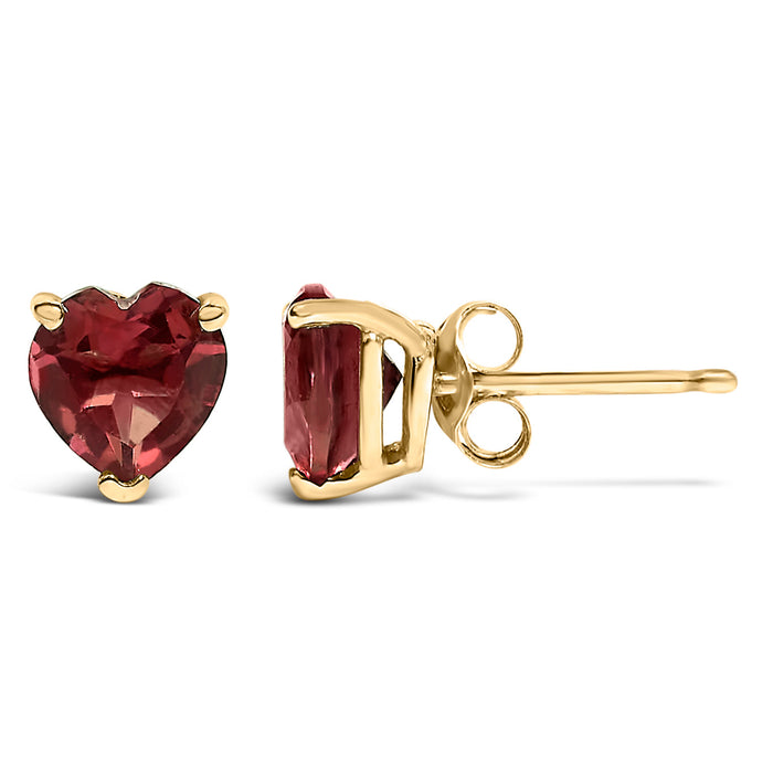Aretes de botón solitarios con gema talla corazón de 5mm en oro de 14K, foto 33