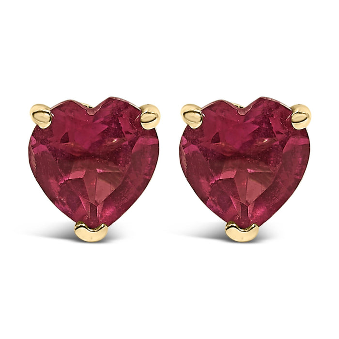 Aretes de botón solitarios con gema talla corazón de 5mm en oro de 14K, foto 2