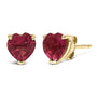 Aretes de botón solitarios con gema talla corazón de 5mm en oro de 14K, foto 12