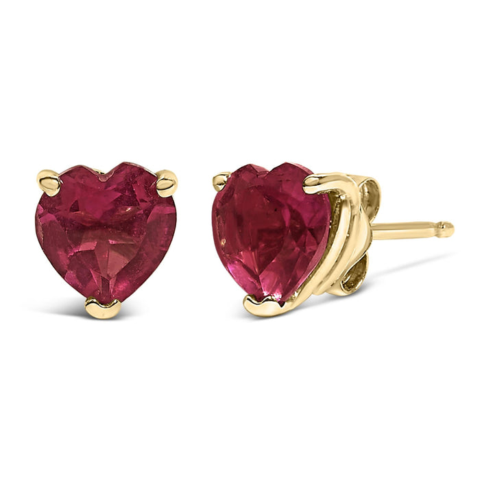 Aretes de botón solitarios con gema talla corazón de 5mm en oro de 14K, foto 12