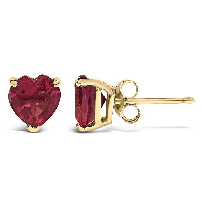 Aretes de botón solitarios con gema talla corazón de 5mm en oro de 14K, foto 32