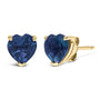 Aretes de botón solitarios con gema talla corazón de 5mm en oro de 14K, foto 11