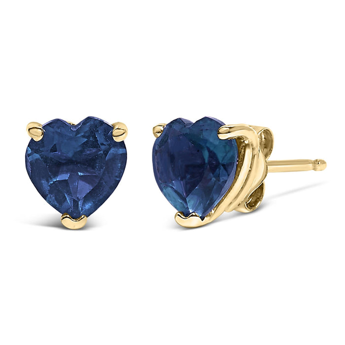 Aretes de botón solitarios con gema talla corazón de 5mm en oro de 14K, foto 11