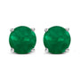 Aretes de botón solitarios con gema redonda de 5x5mm en oro de 14K, foto 9
