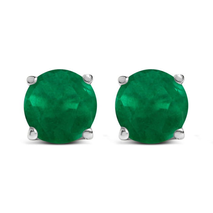 Aretes de botón solitarios con gema redonda de 5x5mm en oro de 14K, foto 9