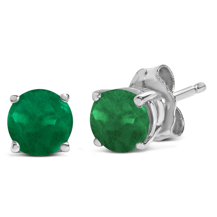 Aretes de botón solitarios con gema redonda de 5x5mm en oro de 14K, foto 19