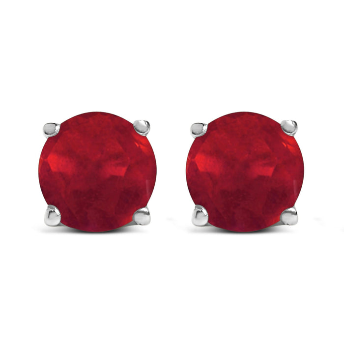 Aretes de botón solitarios con gema redonda de 5x5mm en oro de 14K, foto 7