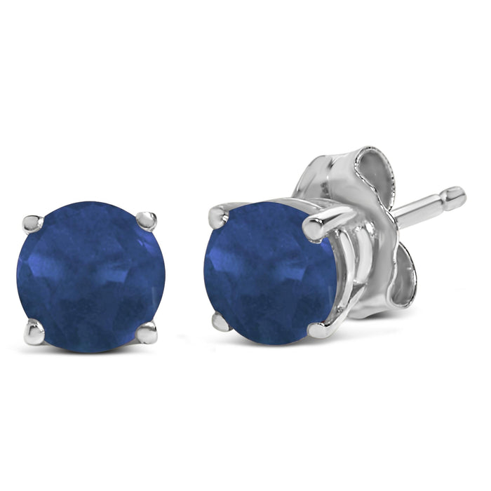 Aretes de botón solitarios con gema redonda de 5x5mm en oro de 14K, foto 16