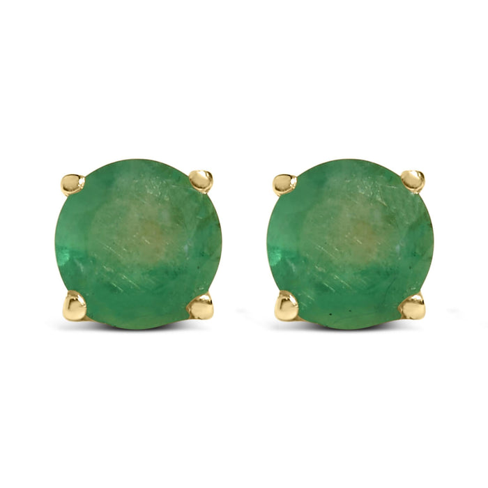 Aretes de botón solitarios con gema redonda de 5x5mm en oro de 14K, foto 4