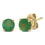Aretes de botón solitarios con gema redonda de 5x5mm en oro de 14K, foto 14