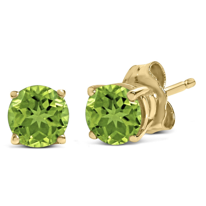 Aretes de botón solitarios con gema redonda de 5x5mm en oro de 14K, foto 13