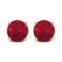 Aretes de botón solitarios con gema redonda de 5x5mm en oro de 14K, foto 2