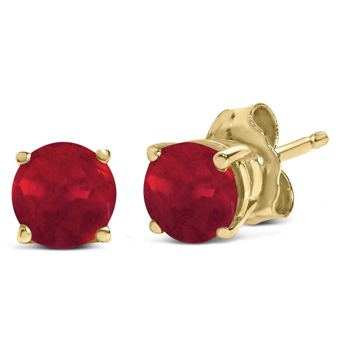 Aretes de botón solitarios con gema redonda de 5x5mm en oro de 14K, foto 12
