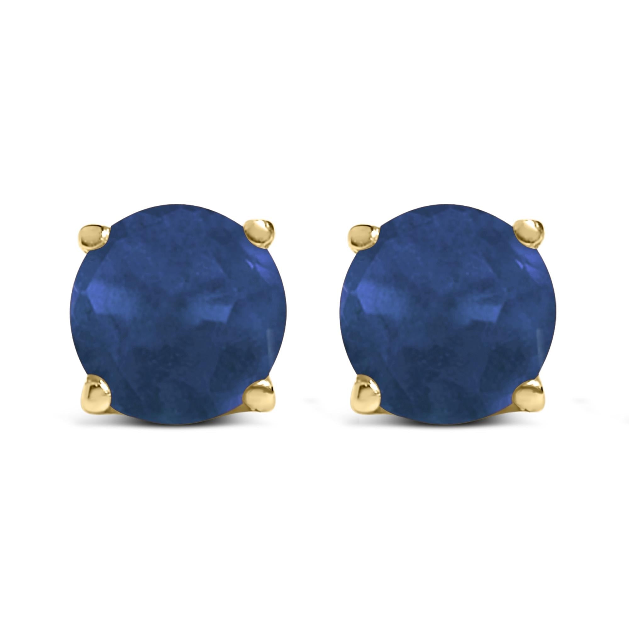 Aretes de botón solitarios con gema redonda de 5x5mm en oro de 14K, foto 1