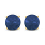 Aretes de botón solitarios con gema redonda de 5x5mm en oro de 14K, foto 1