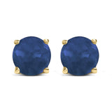 Aretes de botón solitarios con gema redonda de 5x5mm en oro de 14K