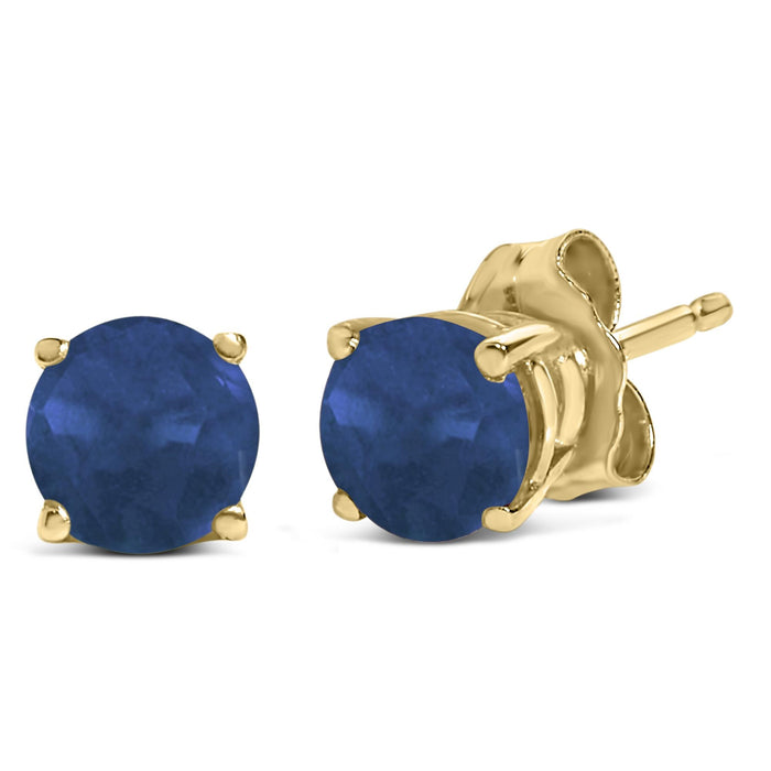 Aretes de botón solitarios con gema redonda de 5x5mm en oro de 14K, foto 11