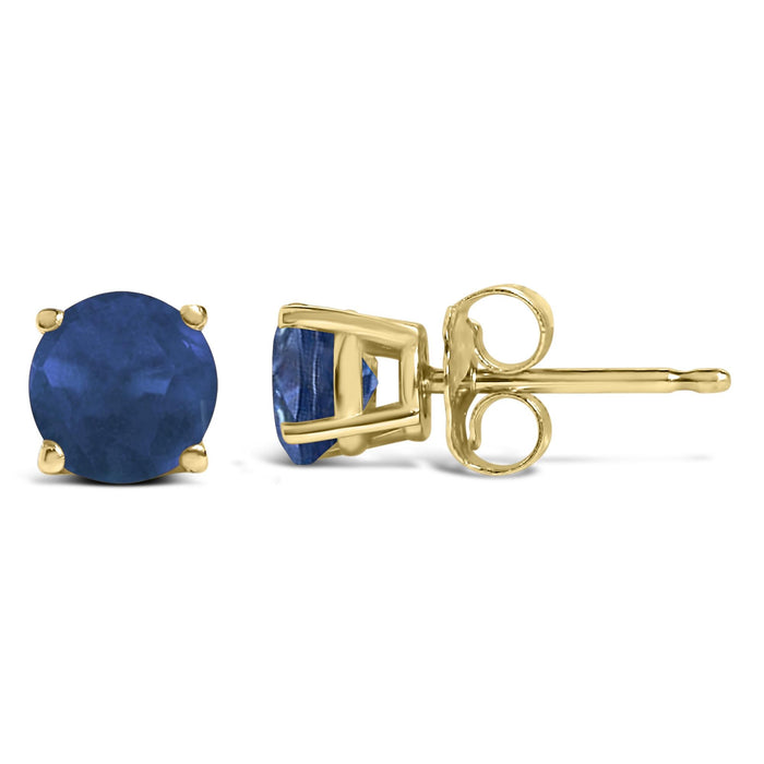 Aretes de botón solitarios con gema redonda de 5x5mm en oro de 14K, foto 31