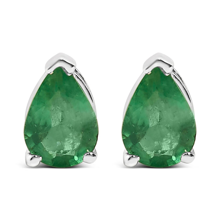 Aretes de botón solitarios con piedra en forma de pera de 6x4 mm en oro de 14K, foto 9